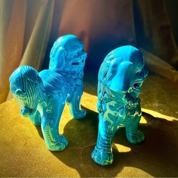♥️ Ceramic Foo Dog Statues - Blue - Picture 6 of 13